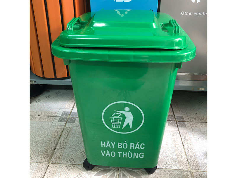 Thùng rác nhựa Ritabins 60 lít, có 4 bánh xe (PL-60)