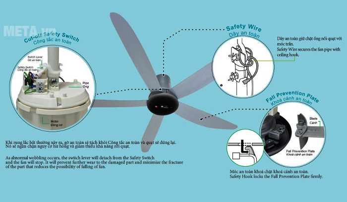 Quạt trần KDK T60DW (5 cánh - 9 tốc độ - có điều khiển)