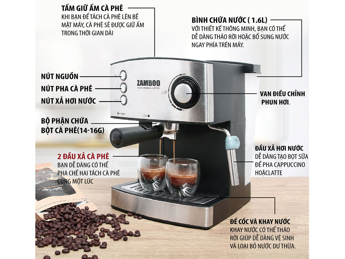 Máy Pha Cà Phê Espresso Zamboo Zb-88cf 12 Máy pha cà phê bán tự động