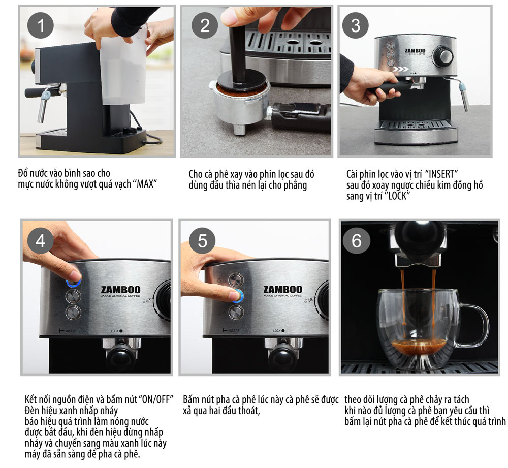 Máy Pha Cà Phê Espresso Zamboo Zb-88cf 14 Máy pha cà phê bán tự động Zamboo