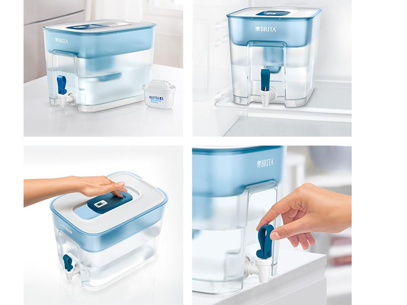 BRITA Flow Filtre à Eau 8,2L - Filtre MAXTRA PRO - Réduction PFAS, Chlore, Calcaire - Pour Frigo