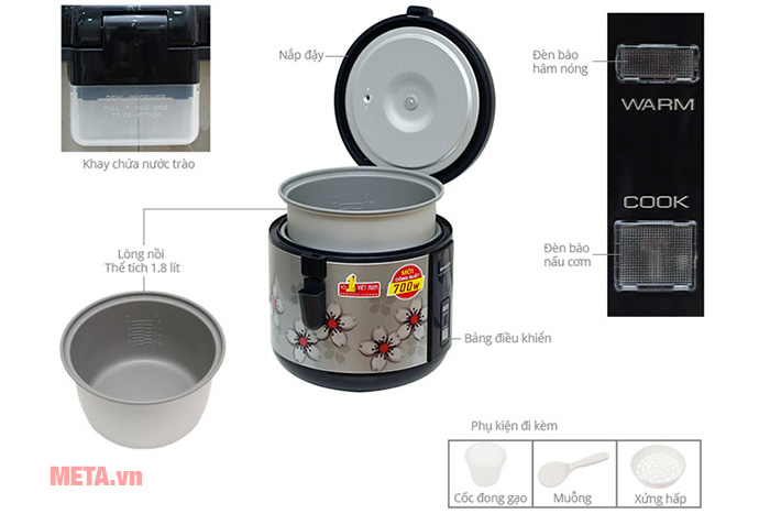 Nồi cơm điện Sharp nắp gài KS-NR191STV (SS) 1.8 lít