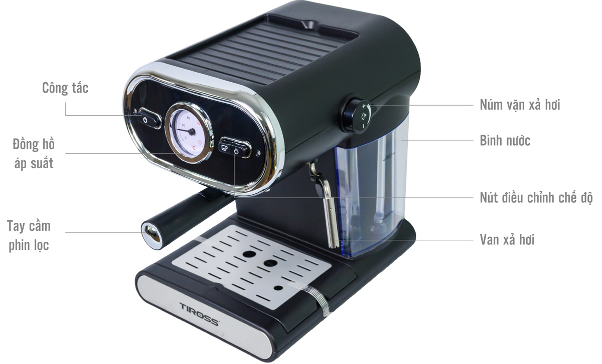 Máy pha cà phê bán tự động Espresso Tiross TS6211 (15 bar)