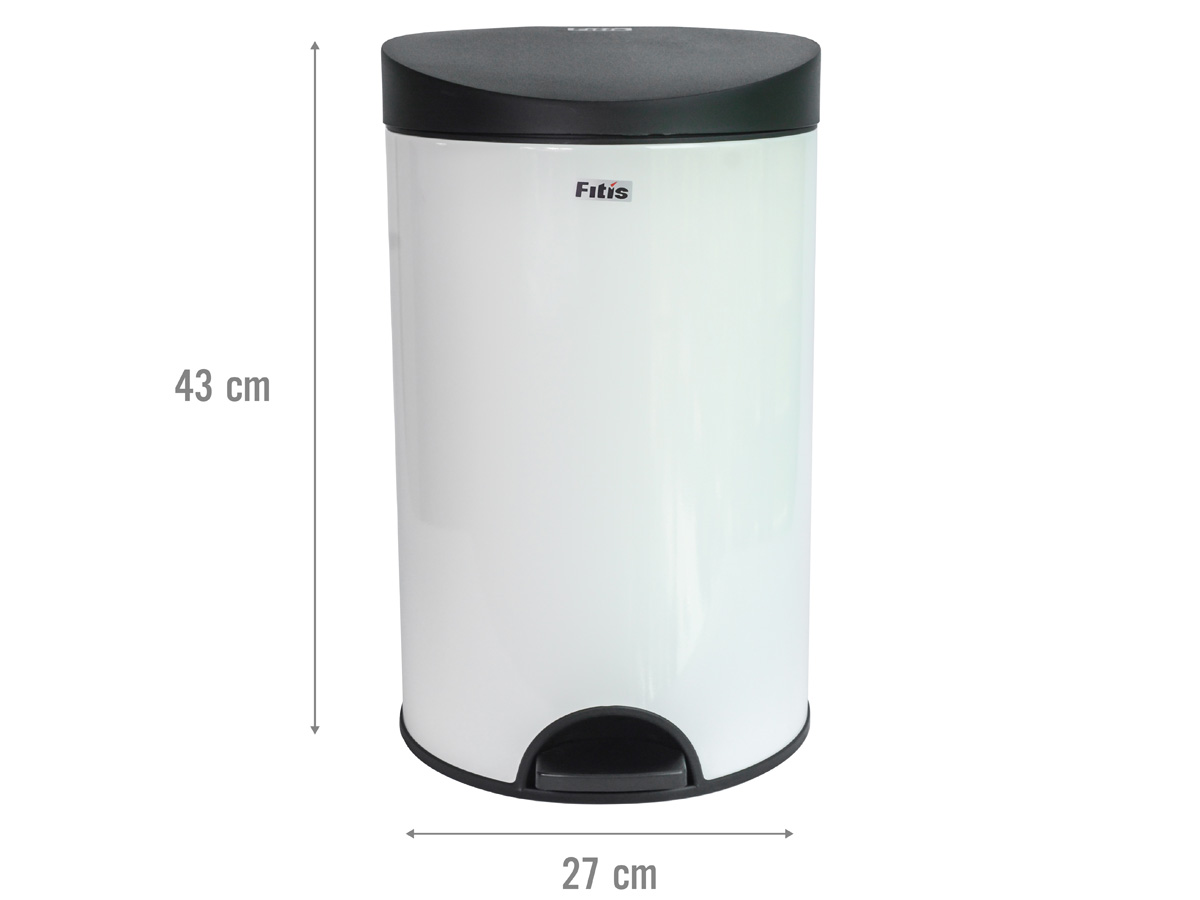 Thùng rác inox đạp tròn nhỏ Fitis RPS1-904 - 12L (Trắng)