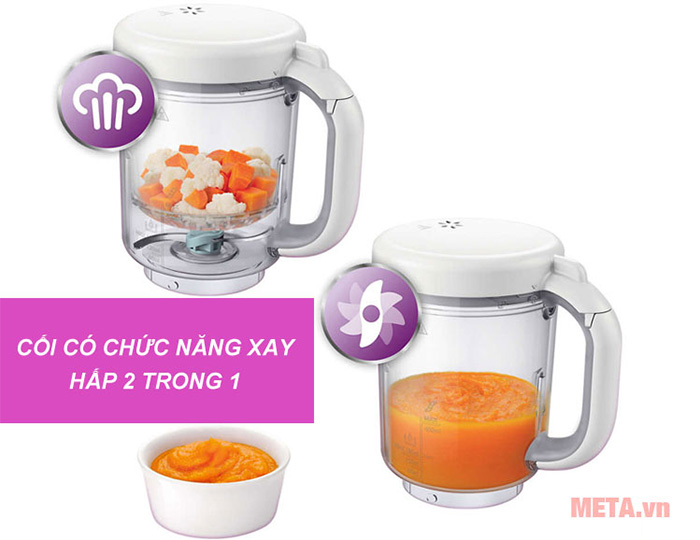 Máy hấp và xay thức ăn 2 trong 1 Avent 862.02 (SCF862/02)