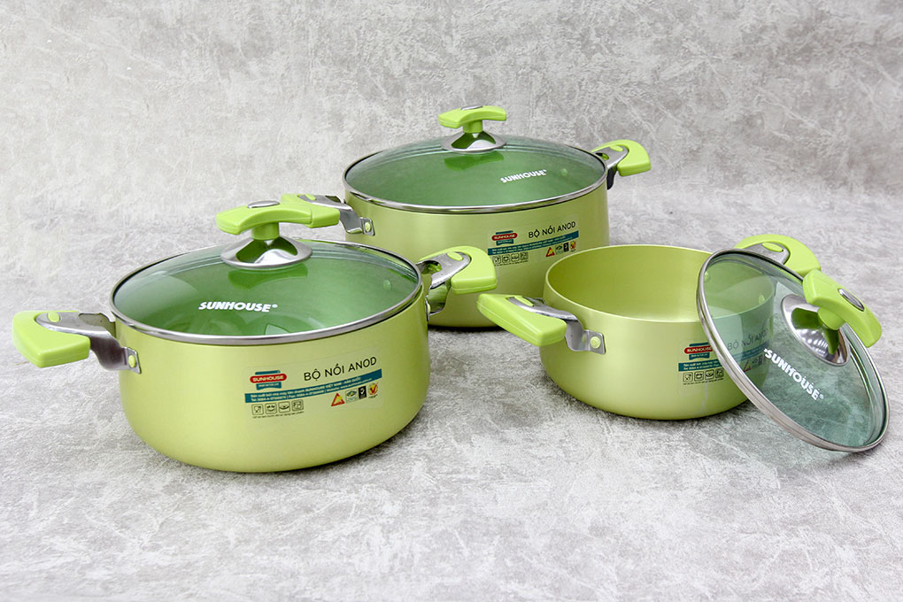 Bộ nồi Anod Sunhouse SH-8835 - 3 chiếc