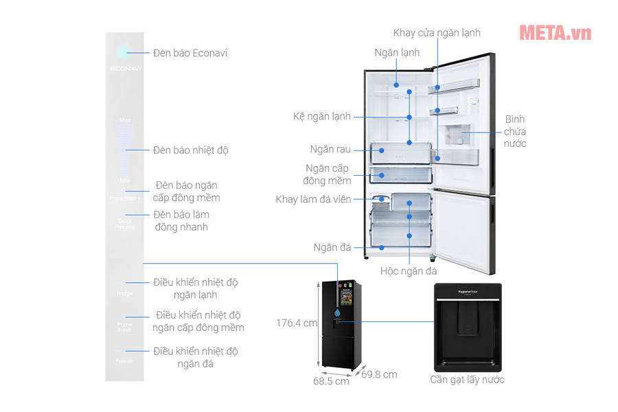Tủ lạnh Panasonic inverter 410 lít NR-BX460WKVN (2020)