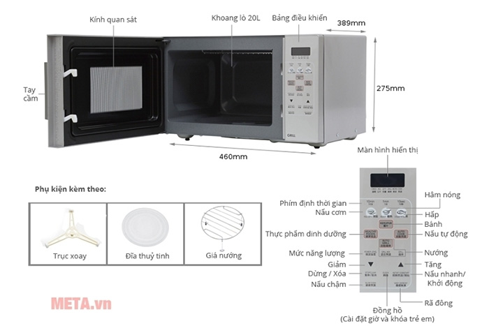 Lò vi sóng nướng điện tử Sharp có nướng R-678VN(W/S)