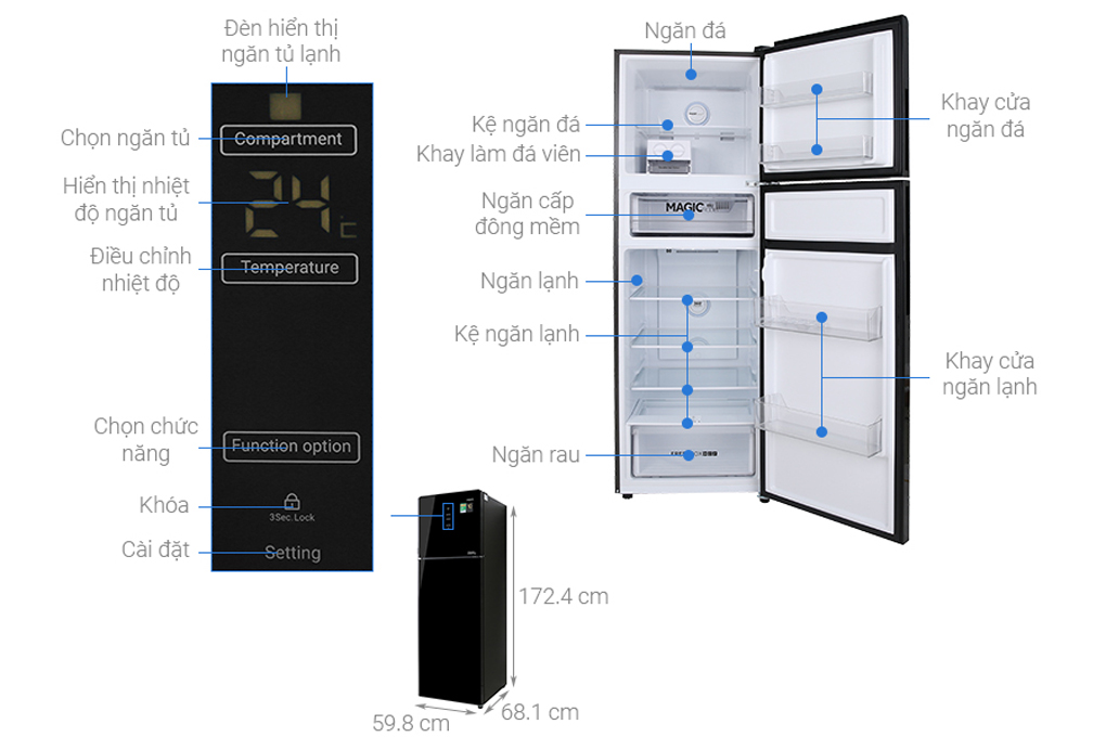 Tủ lạnh Aqua Inverter 312 lít AQR-T359MA (GB)