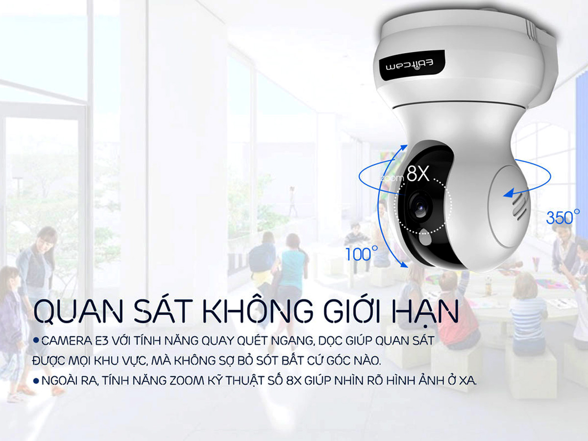 Camera IP Wifi Ebitcam E3 (4.0MP), đàm thoại 2 chiều
