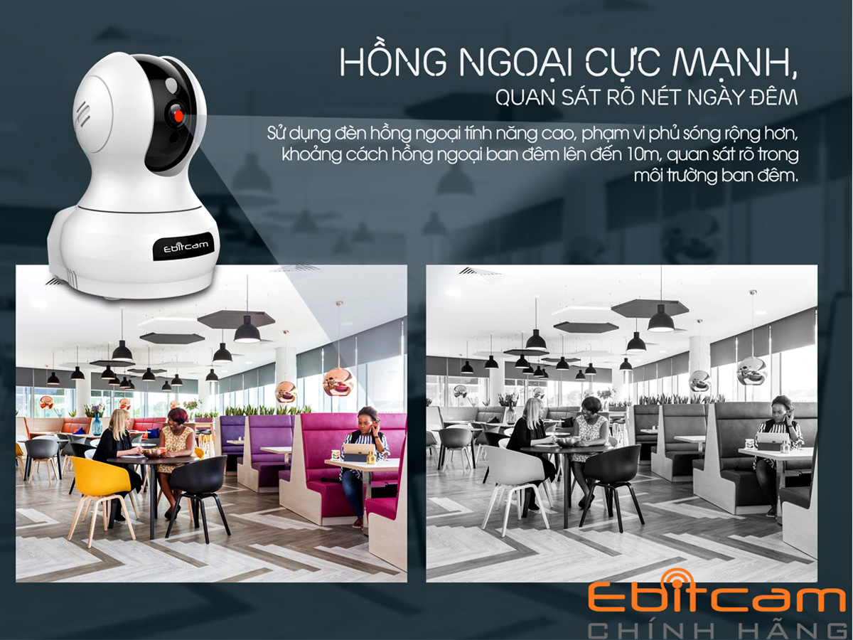 Camera IP Wifi Ebitcam E3 (4.0MP), đàm thoại 2 chiều
