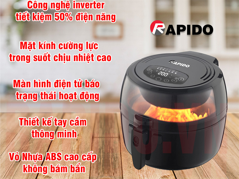 Nồi chiên không dầu Rapido RAF6.5D - 6.5 lít
