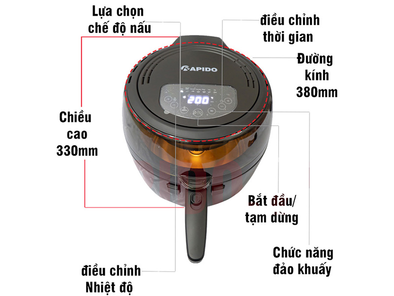 Nồi chiên không dầu Rapido RAF6.5D - 6.5 lít