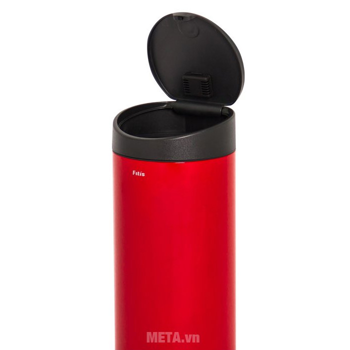 Thùng rác inox nhấn tròn lớn Fitis RTL1-906 (15 lít, màu đỏ)