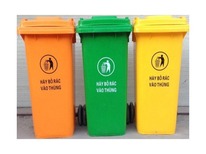 Thùng rác nhựa 120 lít, có 2 bánh xe (TR-120)