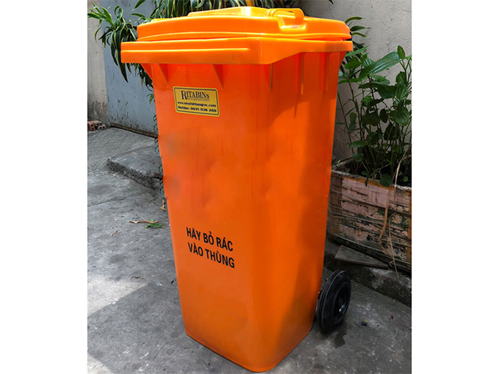 Thùng rác nhựa 120 lít, có 2 bánh xe (TR-120)