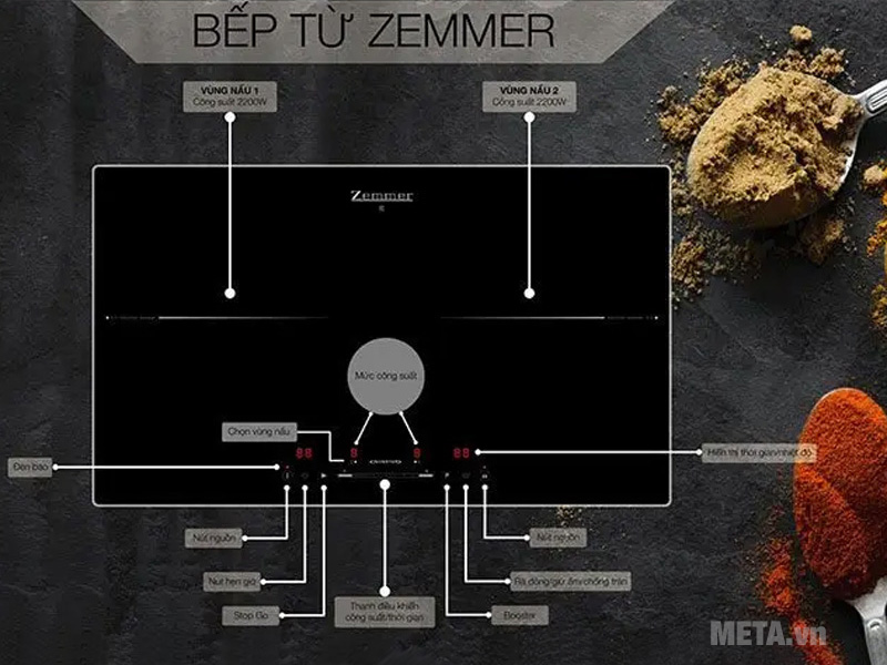 Bếp từ đôi Zemmer IZM 206 A (Nẹp Alu)