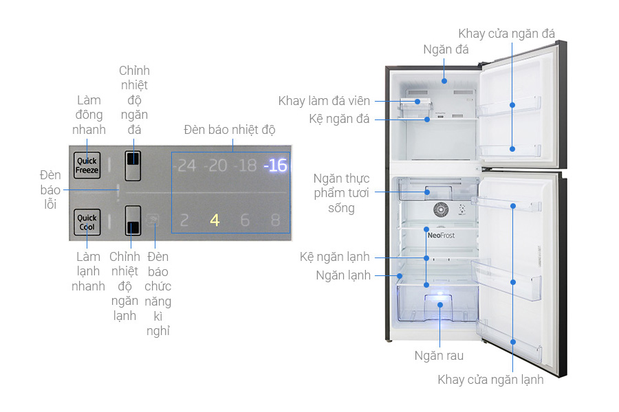 Tủ lạnh Beko Inverter 210 lít RDNT231I50VWB