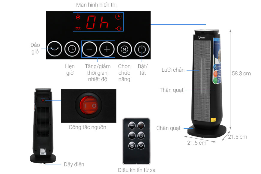 Quạt sưởi nhiệt Midea MH-P20-AR