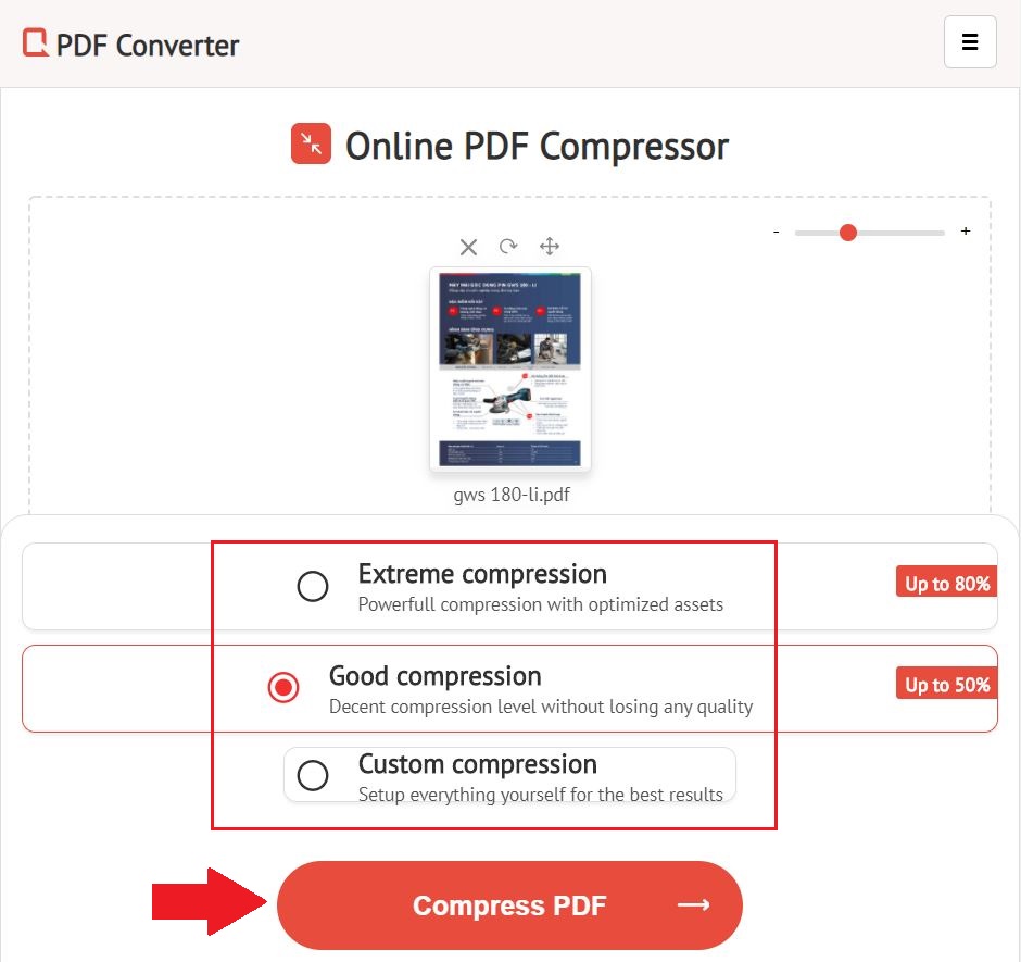 nén file pdf xuống 10mb