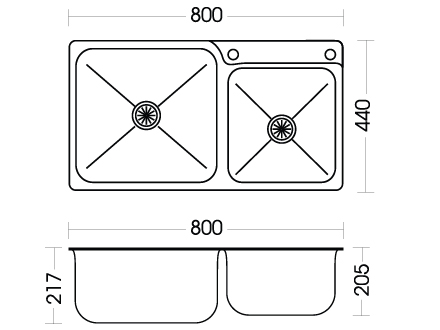 Chậu rửa inox Sơn Hà S80D.X.2.3