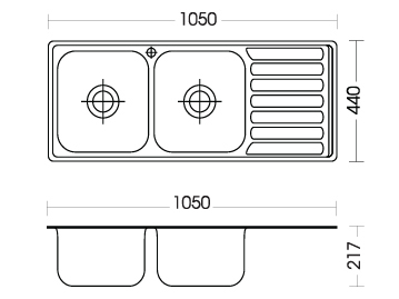Chậu rửa inox Sơn Hà S105 (đánh xước 2 hộc)