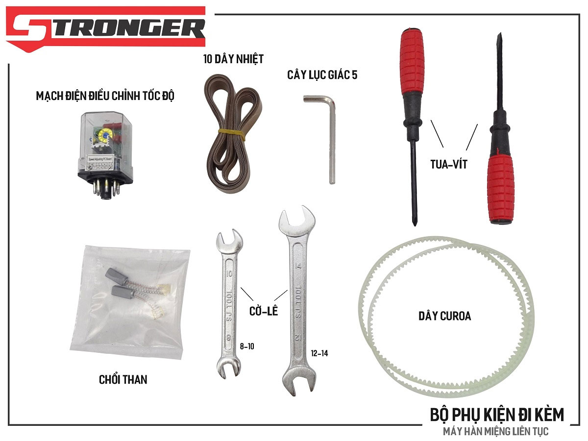Máy hàn miệng túi liên tục không in date có thổi khí Stronger FRB-770I-II