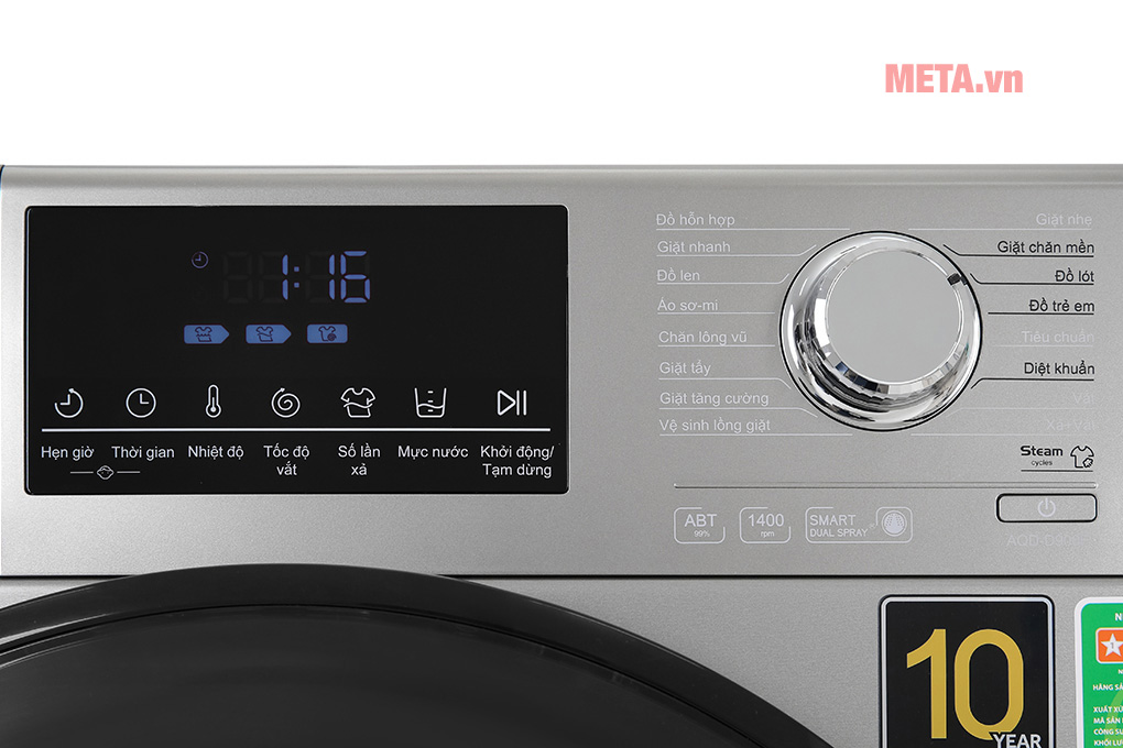 Máy giặt lồng ngang Aqua Inverter 9kg AQD-D900F.S