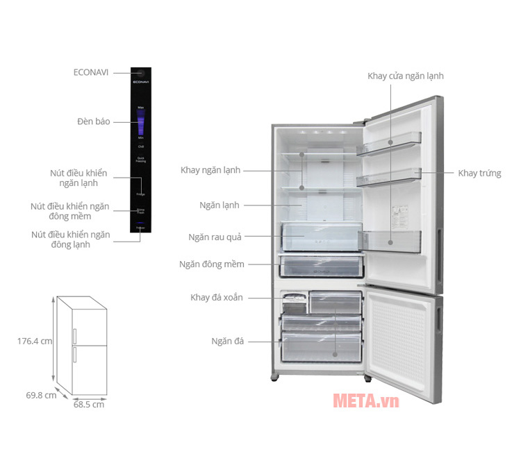 Tủ lạnh Panasonic Econavi NR-BX468GKVN 450L