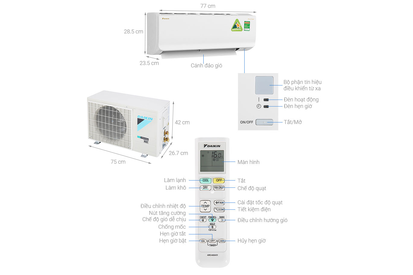 Điều hòa Daikin 1 chiều inverter 8500 BTU ATKA25UAVMV/ARKA25UAVMV (Gas R32)