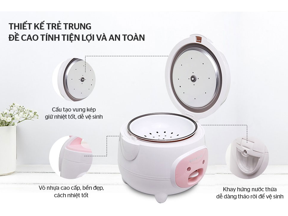 Nồi cơm điện Sunhouse SHD8217W 1,2 lít