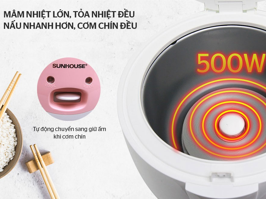 Nồi cơm điện Sunhouse SHD8217W 1,2 lít