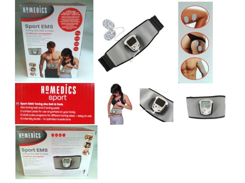 Đai massage giảm mỡ bụng công nghệ EMS kèm miếng dán trị liệu HoMedics HST-200-EU