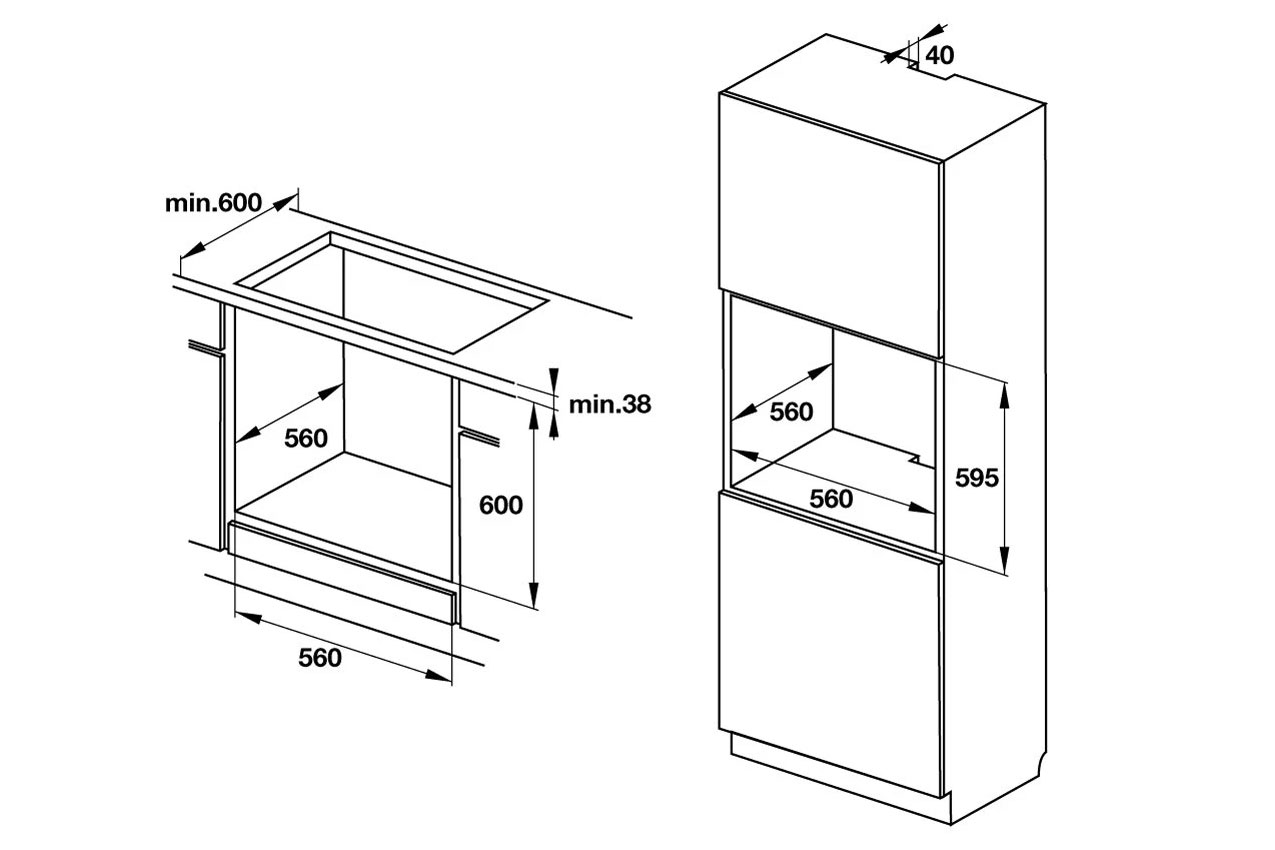 Lò nướng âm tủ Hafele HO-KT60C (534.05.571) - 65 lít