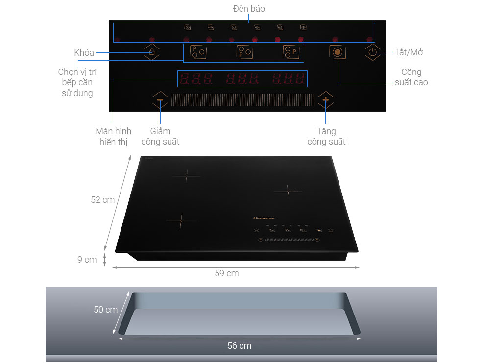 Bếp từ ba Thái lan Kangaroo KG836i