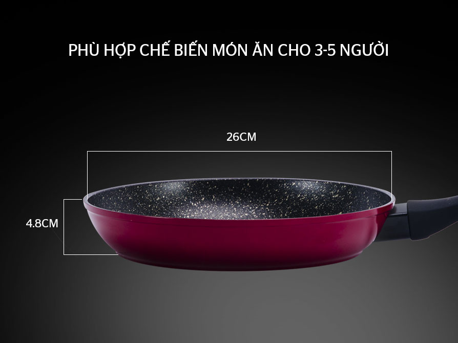 Chảo đá hoa cương đáy từ Sunhouse SFP26B - 26cm