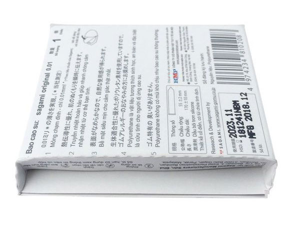 Bao cao su Sagami Original 0.01 siêu mỏng (hộp 1 chiếc)
