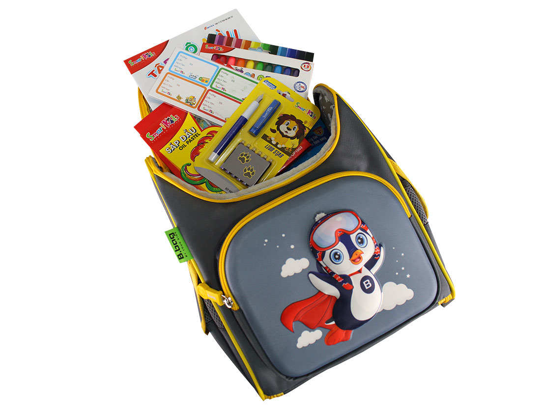 Balo chống gù Genius Box F2-PENGUIN B-12-105 - màu xám