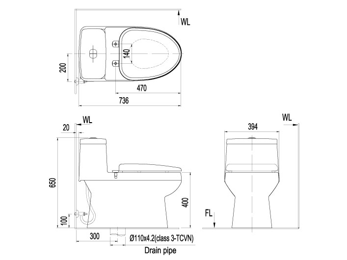 Bồn cầu 1 khối Inax AC-939VN (xả nhấn, nắp êm)