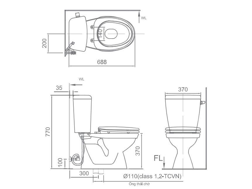 Bồn cầu 2 khối Inax C-117VA/SG9