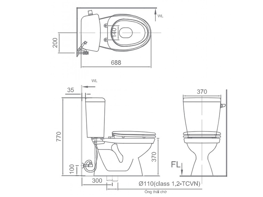 Bồn cầu 2 khối Inax C-117VAN/SG9