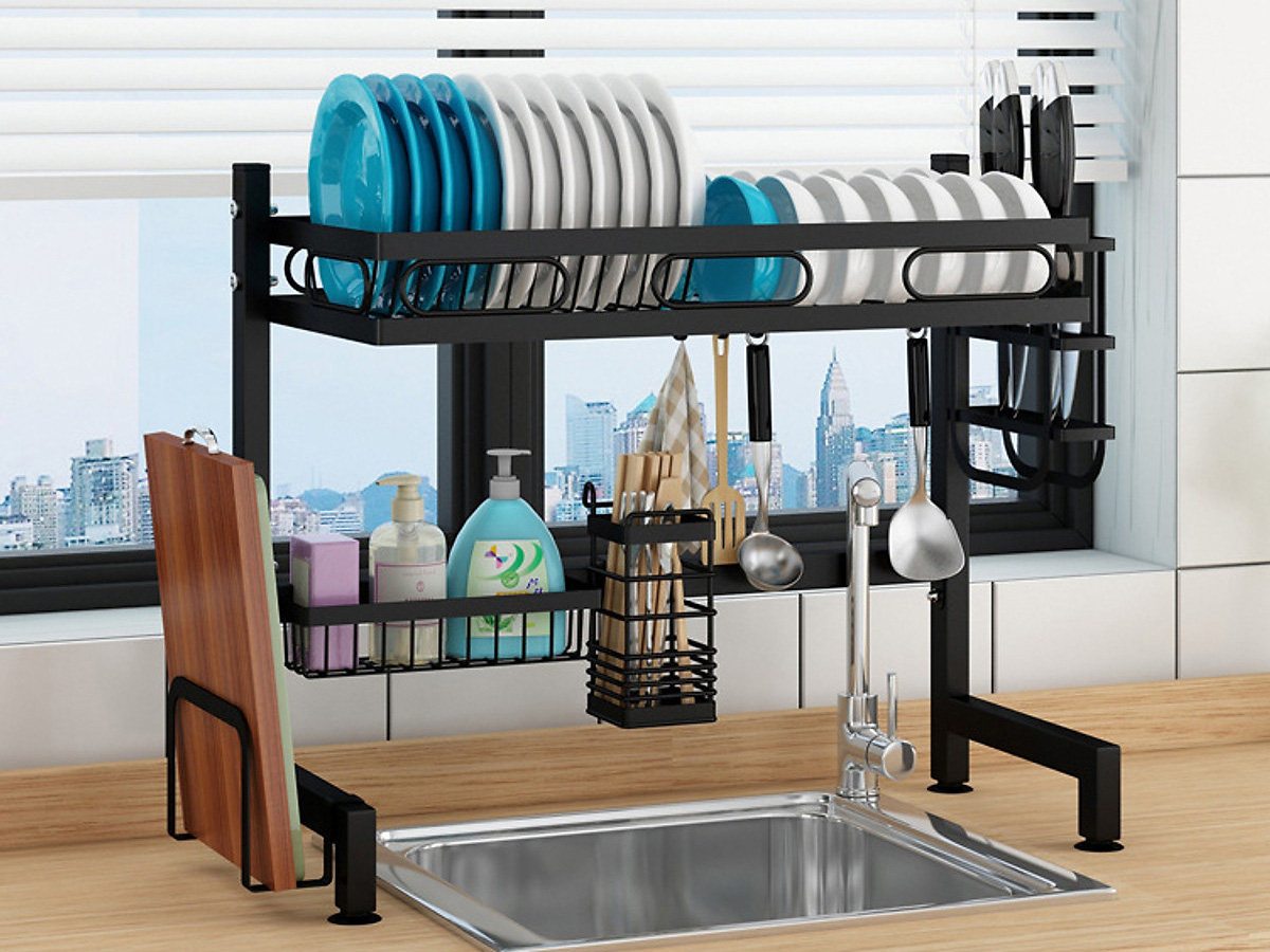 Kệ chén bát sơn đen chống khuẩn cao cấp 1 tầng Vando 6201 (65cm)