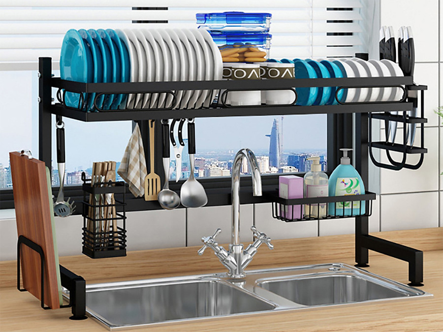 Kệ chén bát sơn đen chống khuẩn cao cấp 1 tầng Vando 6204 (95cm)