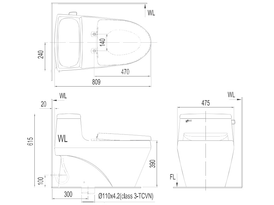 Bồn cầu 1 khối Inax AC-1035VN/BW1