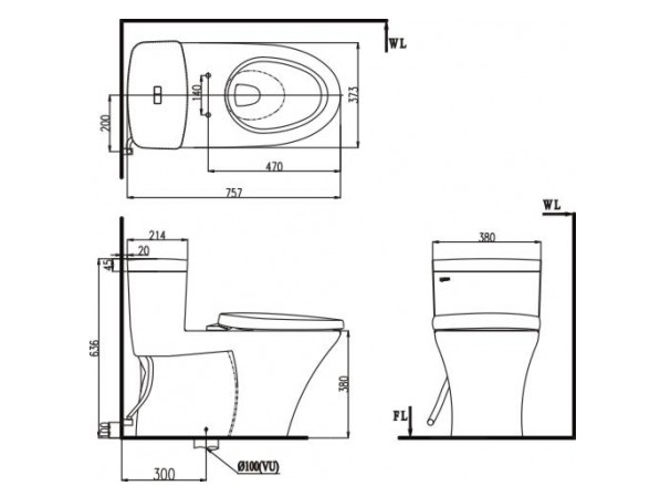 Bồn cầu 1 khối Inax AC-900VRN/BW1