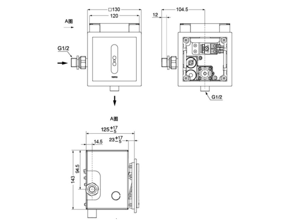 Van xả cảm ứng tiểu nam Toto DUE126UPKA dùng pin