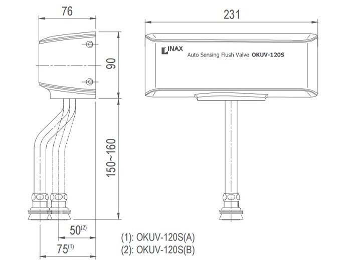 Van xả tiểu cảm ứng Inax OKUV-120S(A/B)