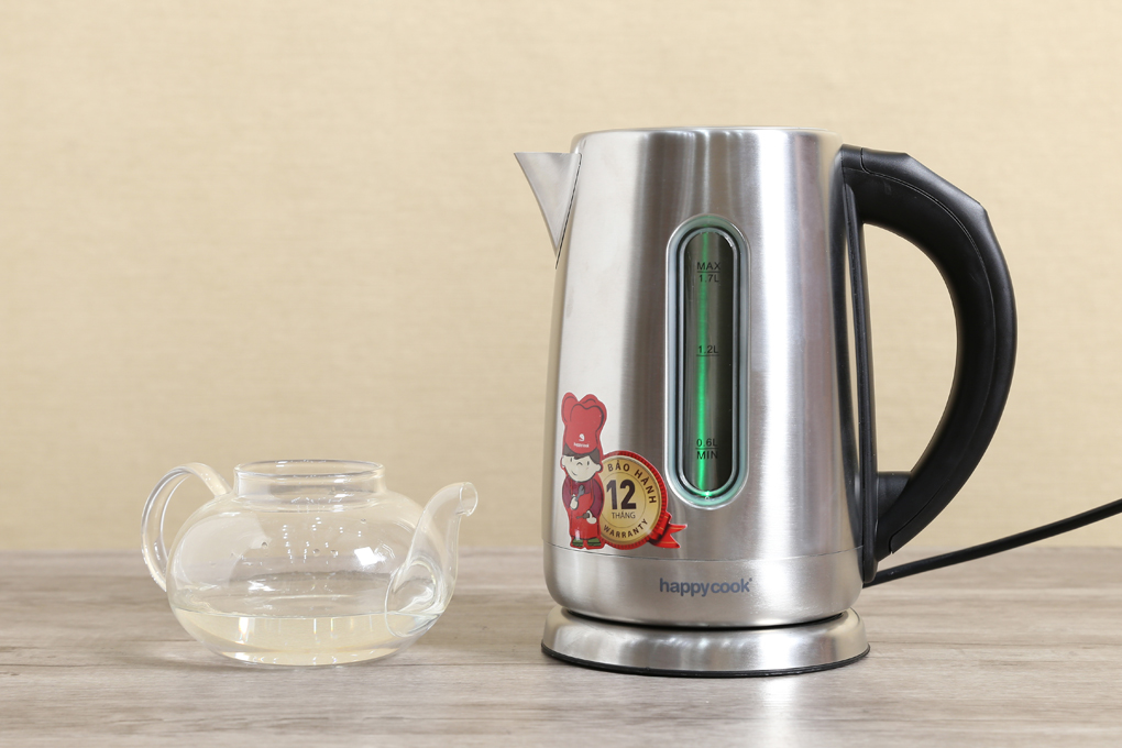 Ấm đun siêu tốc inox 304 điện tử 1.7 lít Happy Cook HEK-170D