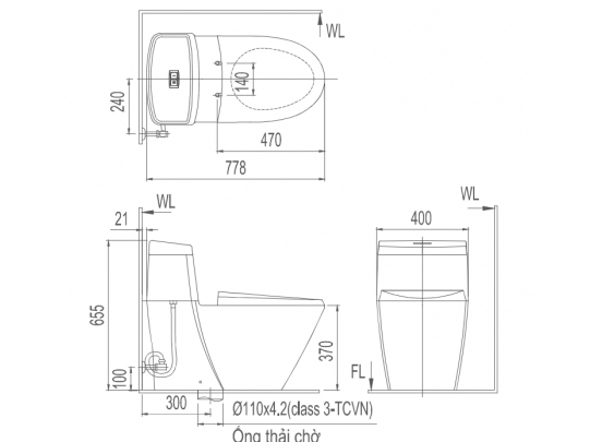 Bồn cầu 1 khối Inax AC-909VRN-1/BW1
