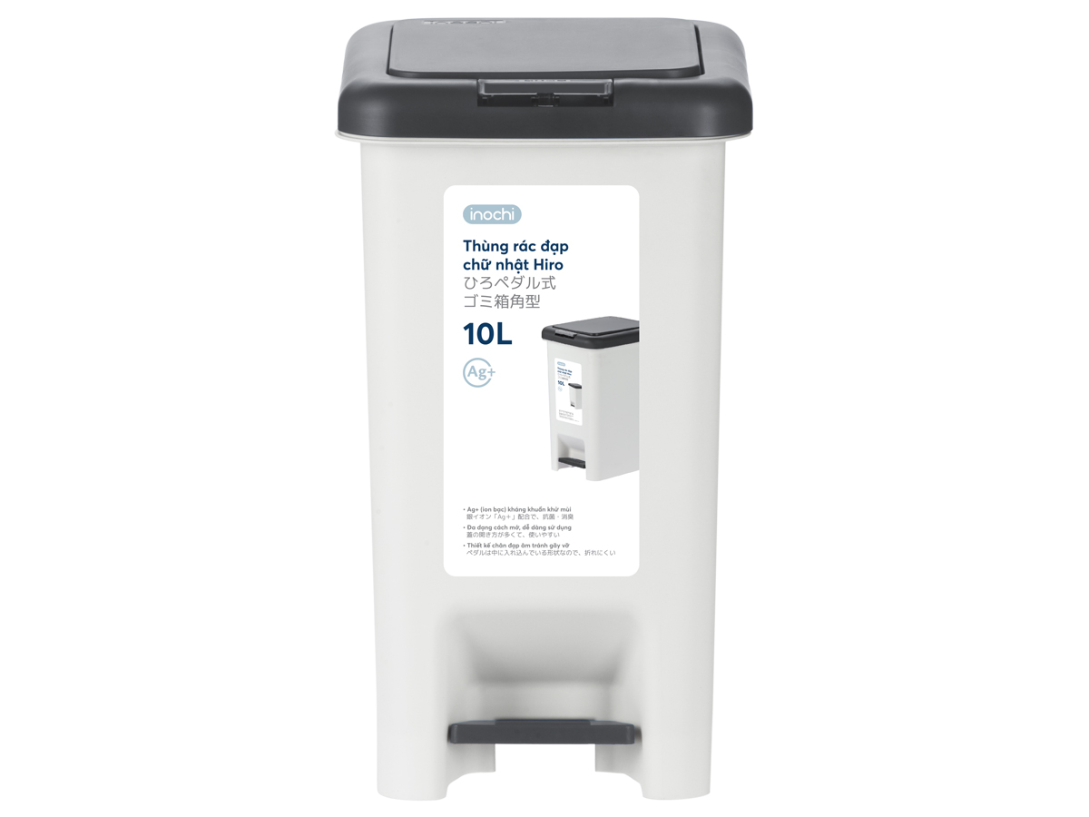 Thùng rác đạp chữ nhật Hiro HIN.RACN.0010ZZ1 10 lít (Kèm ruột)